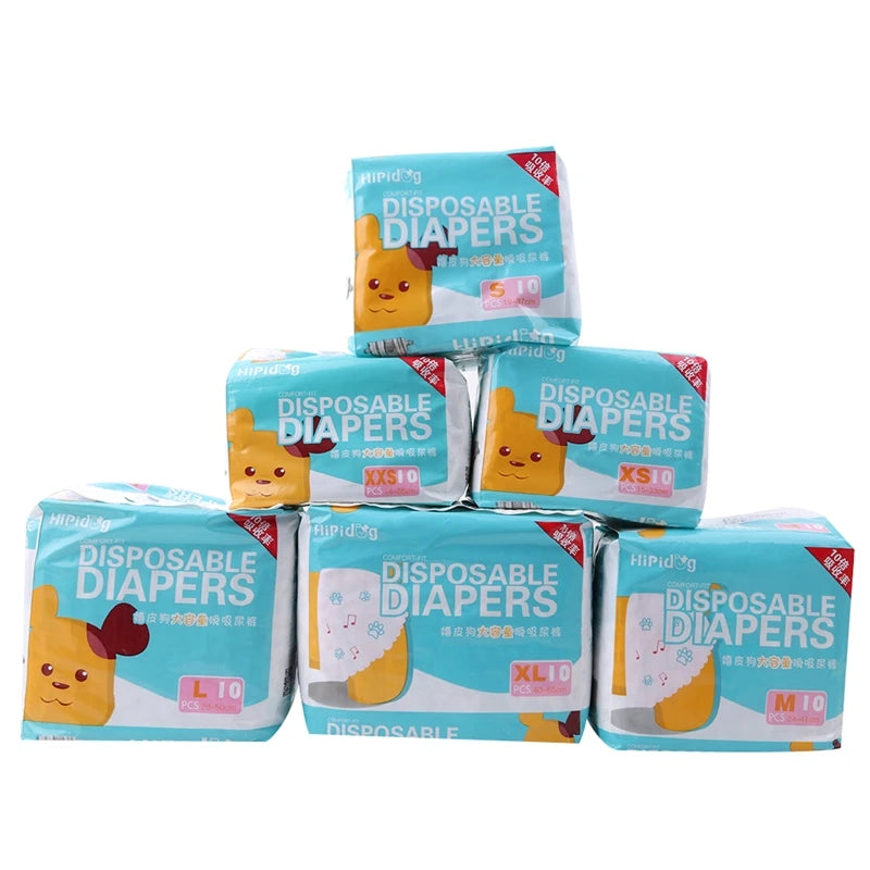 Fraldas Descartáveis para Cães - 10 unidades, Super Absorventes